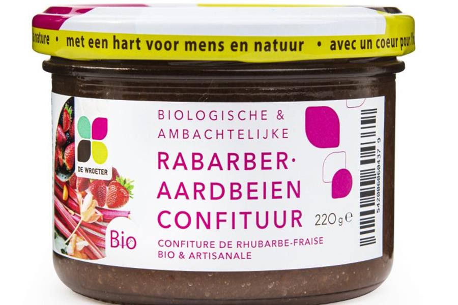 BIO Aardbei-rabarberconfituur Broodbeleg Webshop